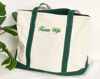 Individuelle Tragetasche – personalisierte Canvas-Tragetasche – individuelle Bootstasche für sie – besticktes Geschenk – Schul- oder Strandtasche – anpassbare Geschenkidee