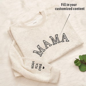 Aangepaste Mama geborduurd sweatshirt, gepersonaliseerd moedersweatshirt, verjaardagscadeau voor moeder, minimalistische coole moedertrui, Moederdagcadeau afbeelding 2