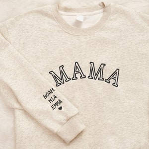 Custom Mama Embroidered Sweatshirt, Personalized Mom Sweatshirt, Birthday Gift for Mom, Minimalist Cool Mom Sweater, Mother's Day Gift zdjęcie 7