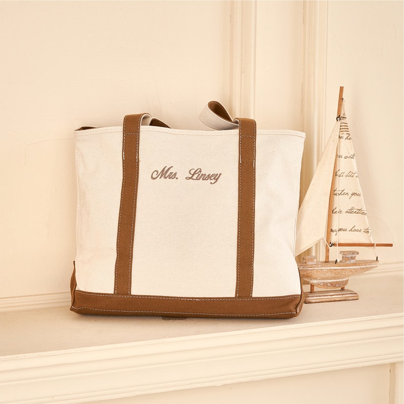 Individuelle Tragetasche personalisierte Canvas-Tragetasche individuelle Bootstasche für sie besticktes Geschenk Schul oder Strandtasche anpassbare Geschenkidee Bild 8