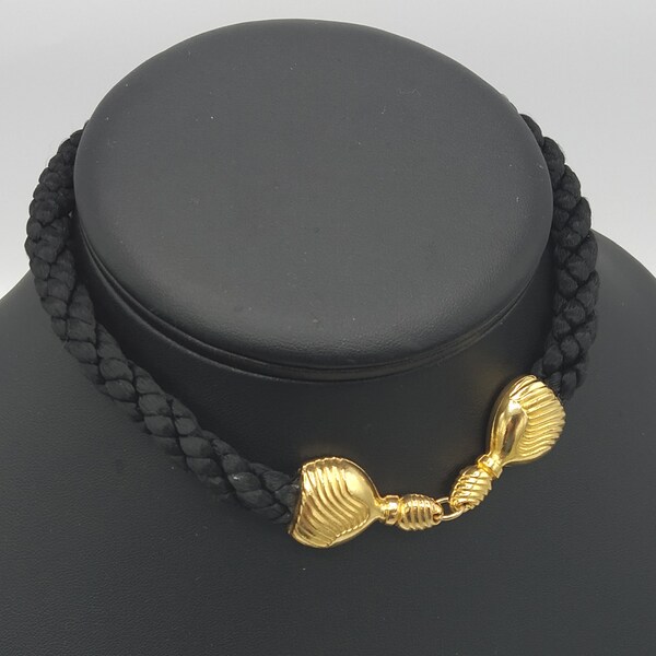 Collier Vintage Ted Lapidus En Métal Doré Avec Brillants - Superbe état