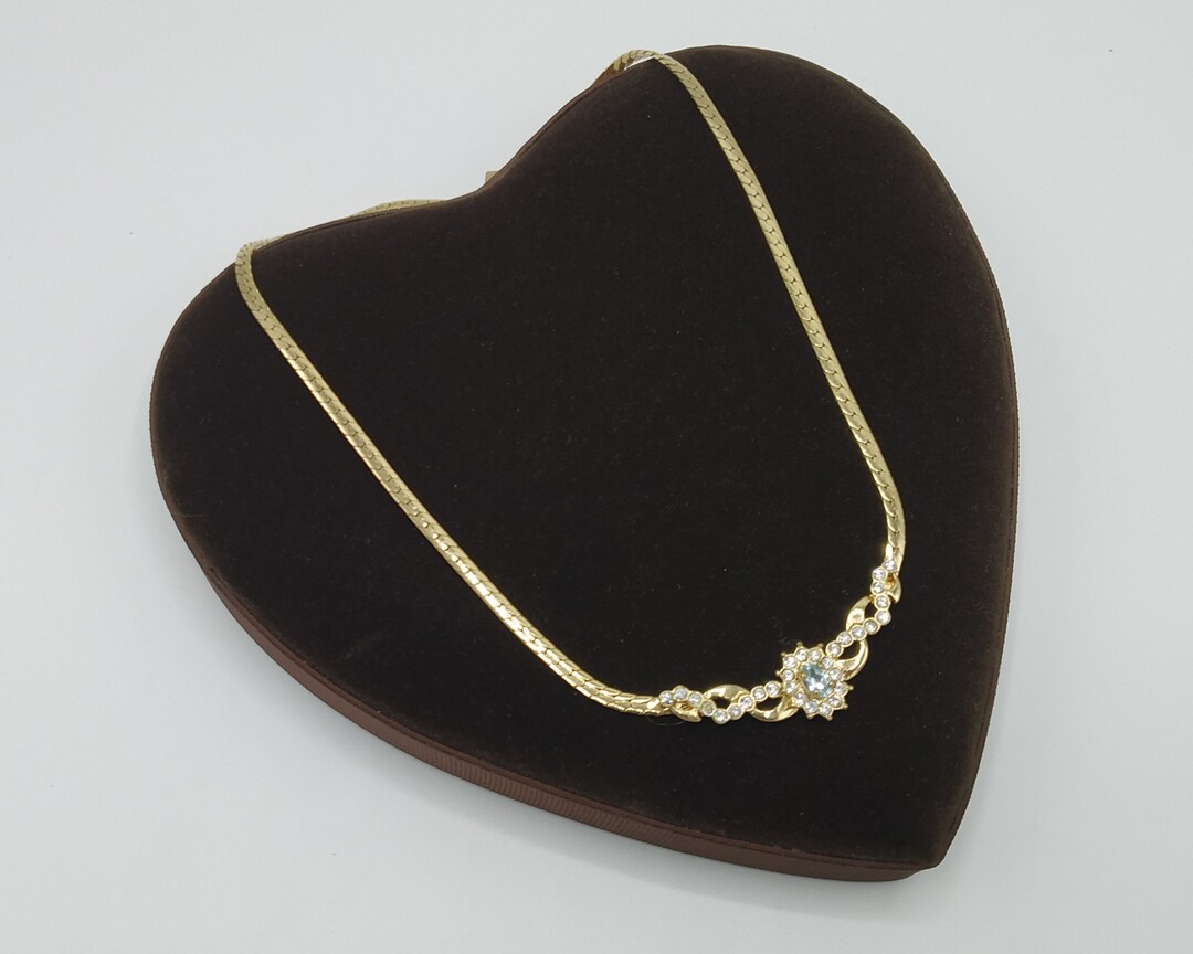 Vintage Necklace by Movitex , Clear Rhinestones on the Twist & Around