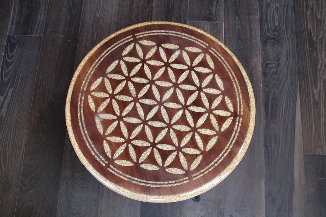 Flower of Life.. Gold Leaf Inlay Table Top With Black Walnut - Etsy