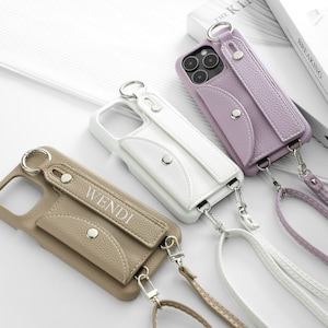 Coque personnalisée en cuir pour iPhone avec dragonne/fente pour carte, étui en cuir pour iPhone 15 Pro, coque personnalisée pour iPhone 14 13 12 11