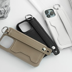 Custodia in pelle personalizzata per telefono con slot per carte, custodia in pelle per iPhone 15 Pro Max, cinturino ad anello antiscivolo per iPhone 14 13 12 11