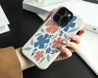 iPhone-skal med härligt blommönster till iPhone 15, iPhone 14 Pro Max, iPhone 13 Pro, iPhone 8, 11 SE, X XS XR, Personligt namnskal