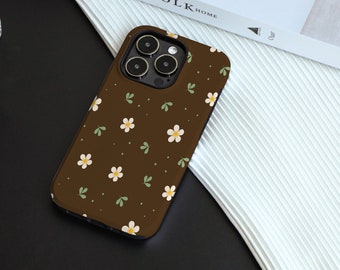 Mocha Daisies Aesthetic Phone Case for iPhone 15 Case iPhone 15 Pro Max 12 Pro Case iPhone 15 Case 11 SE X XS XR Case Personalised Name Case