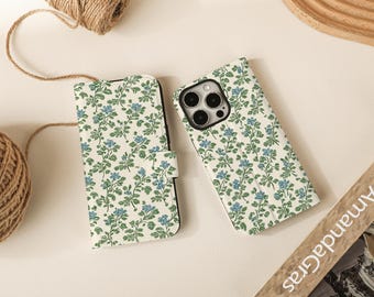 Summer Flower Print Flip Wallet Cases for iPhone 17 16 15 14 13 12 11 8 7 SE X XR Pro Max, Wallet Phone Case, Phone Flip Case Wallet