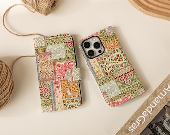 Art Collage Print Flip Wallet Cases for iPhone 17 16 15 14 13 12 11 8 7 SE X XR Pro Max, Wallet Phone Case, Phone Flip Case Wallet
