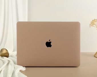 Coffee Cobblestone Print Laptop Case MacBook Air 15 2023, Vegan Leather MacBook Cover for Neo A18 Pro 14 16 M2 M3 M4 Pro 13 2026 Laptop Case