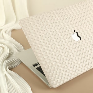 Custodia per laptop Cream Weave MacBook Air 15 2023, custodia per MacBook in pelle vegana per Pro 14 16 M1 M2 Pro 13 2022 Custodia per laptop unica