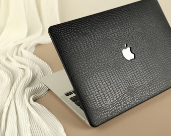 Cool Crocodile Print Laptop Case MacBook Air 15 2026, Vegan Leather MacBook Cover for Pro 14 16 M2 M3 M4 M5 Pro 13 2025 Neo A18 Laptop Case