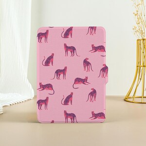 Funda para Kindle con estampado de leopardo rosa, funda para Kindle Paperwhite de 11.ª generación, funda para Kindle Paperwhite 2021, funda para Kindle completamente nueva con activación automática