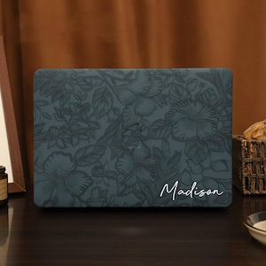 Custodia per MacBook in pelle con motivo floreale in rilievo retrò, custodia per MacBook in pelle vegana per Pro 14 16 M1 M2 2023 Air 11/13 Pro 13 2021 2022 Custodia per laptop unica