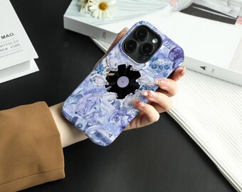 Violet Shell Vinyl iPhone-hoesje voor iPhone 17 16 15 Case iPhone 14 Pro Max 13 Pro Case iPhone 8 11 SE X XS XR Case Gepersonaliseerde Naam Case