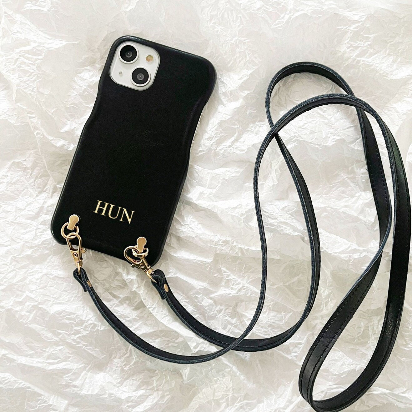 B - Silver Vintage Monogram on White Leather iPhone Case by Serge