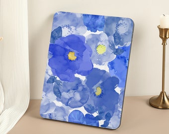 Marinblått blomfodral till iPad Air 4, iPad Pro 12.9, iPad 10.2, iPad 9.7, iPad Mini 6, iPad 8:e, iPad Pro 11, iPad 9:e generationens fodral