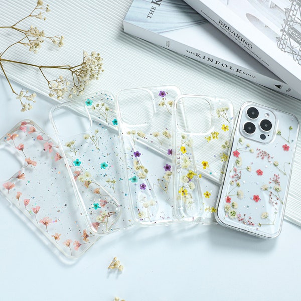 Real Pressed Flower Phone Case, Resin Art iPhone 15 14 13 12 Pro Max Se Xr Xs X 7 8 Case, Handmade Dried Pressed Flower Case Flower Gifts