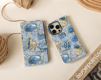 Magic Conch Pattern Flip Wallet Cases for iPhone 17 16 15 14 13 12 11 8 7 SE X XR Pro Max, Wallet Phone Case, Phone Flip Case Wallet
