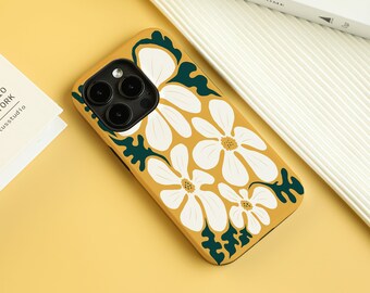 Vitt sött blommönster iPhone-skal till iPhone 15 skal iPhone 14 Pro Max 13 Pro skal iPhone 8 11 SE X XS XR skal Personligt namnskal