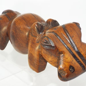 Vintage Folk Art Hardwood  Hand Carved Hippopotamus Teak Wood