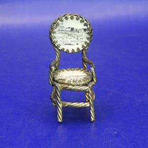 Antique Late Victorian Souvenir Brass Chair Scenes Of Brighton Seafront