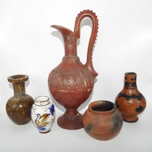 Antique 19th-Early 20th Century Lovely Mix Collection Of Pottery/Clay/Stone/Ceramic                               African And European Pots