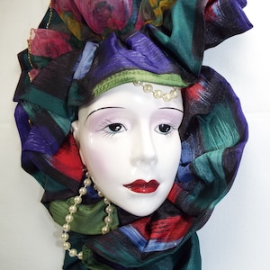 Porcelain Lady Face Mask: Venetian Masquerade Wall Hanging.