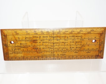 Antique Boxwood Scale 6" Ruler Protractor. Boxwood Ruler by Reeves & Sons Ltd.  British Make.