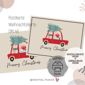 Cartoline di Natale stampabili Cartoline da stampare da soli / Buon Natale / Buon Natale / Regali per auto amorevoli e albero di Natale