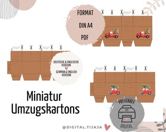 Wichtel: moving box for moving in with Christmas motif / miniature moving box to print out and make yourself in PDF format