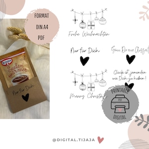 Printable gift idea / Christmas / Small gift comforter / Last minute DIY / Birthday / Attention / Advent calendar