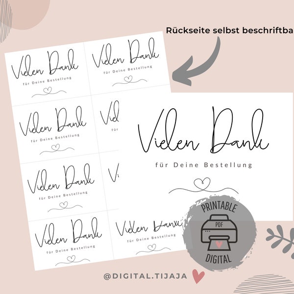 Vielen Dank für Deine Bestellung / Dankeskarte / Small Business / PDF / Vinted Verpacken liebevoll / Wertschätzung Kunde / Kundengeschenk