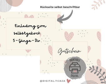 Printable voucher to print out yourself // time instead of stuff // birthday gift // card give away time // gift voucher
