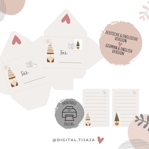 Carta de gnomo para Navidad para buzón para imprimir y crear // Accesorios Gnomos navideños Gnomos de casa // Miniatura