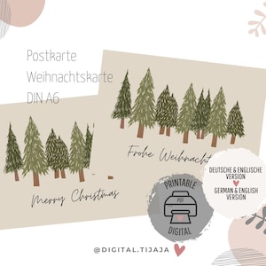 Tarjeta de Navidad imprimible para imprimir usted mismo / PDF Motivo del bosque del árbol de Navidad Navidad / postal, tarjetas plegables para deseos navideños