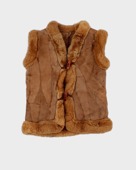 Childrens Beige Suede and Fur Winter Vest - image 1