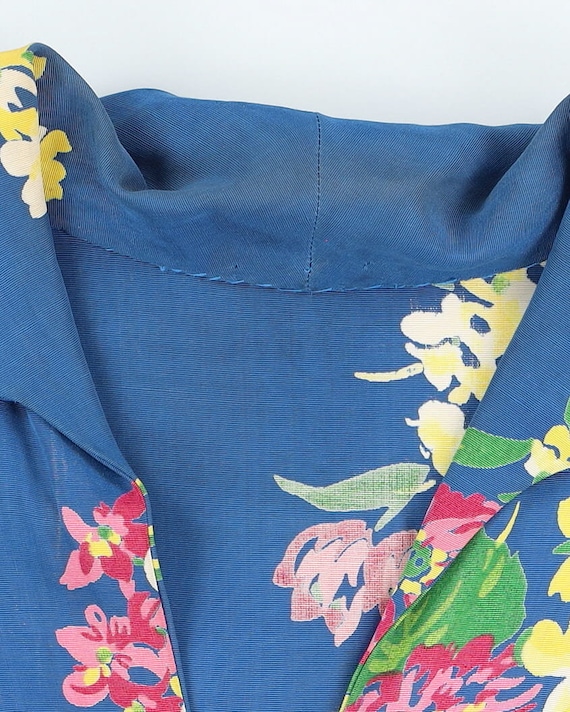 1940s Floral Rayon Patterned A-Line House-Robe Dr… - image 3