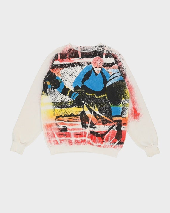 Vintage Early 90s Hockey Goalkeeper All Over Prin… - image 1