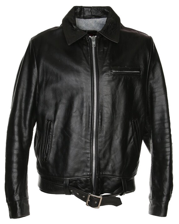 60s Brimaco Faux Fur Lined Leather Biker Jacket XL Etsy