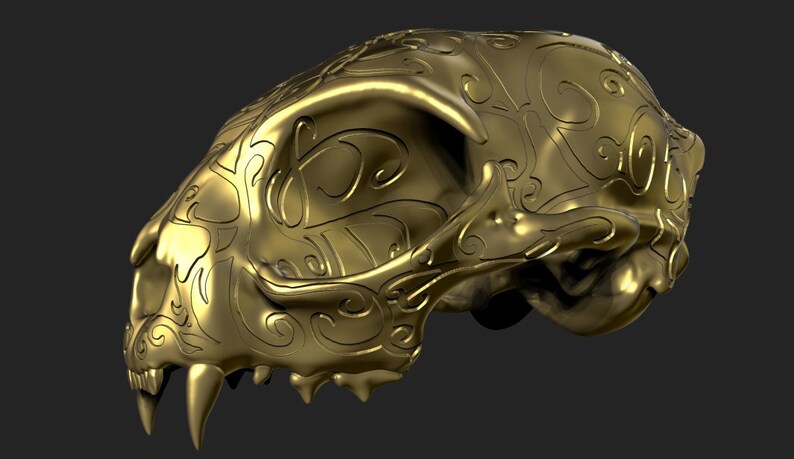 Stl File 3d Printing Skull Cat Ornament Figurine - Etsy