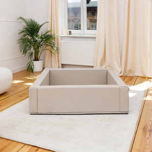 Beige Bällebad, weiche Spielgeräte, Baby Bällebad, Aktivitätsspielzeug, HappyBasia, Spielbereich für Kleinkinder, Geschenke für Kleinkinder, handgefertigtes Bällebad