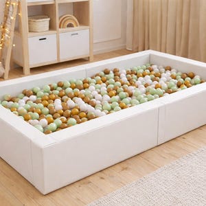 Grande piscina di palline in schiuma per bambini / Area giochi morbida / Dimensioni personalizzate / Ecopelle / Prodotto nell'UE