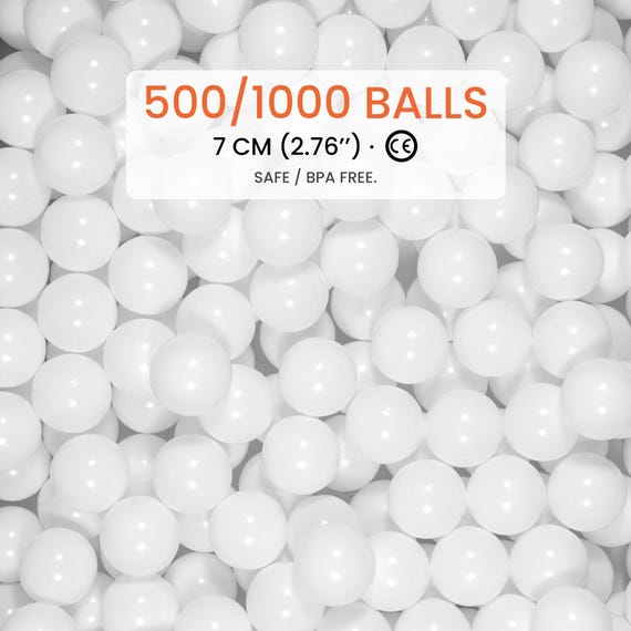 500 / 1000 White Ball Pit Balls 7 Cm (2.76