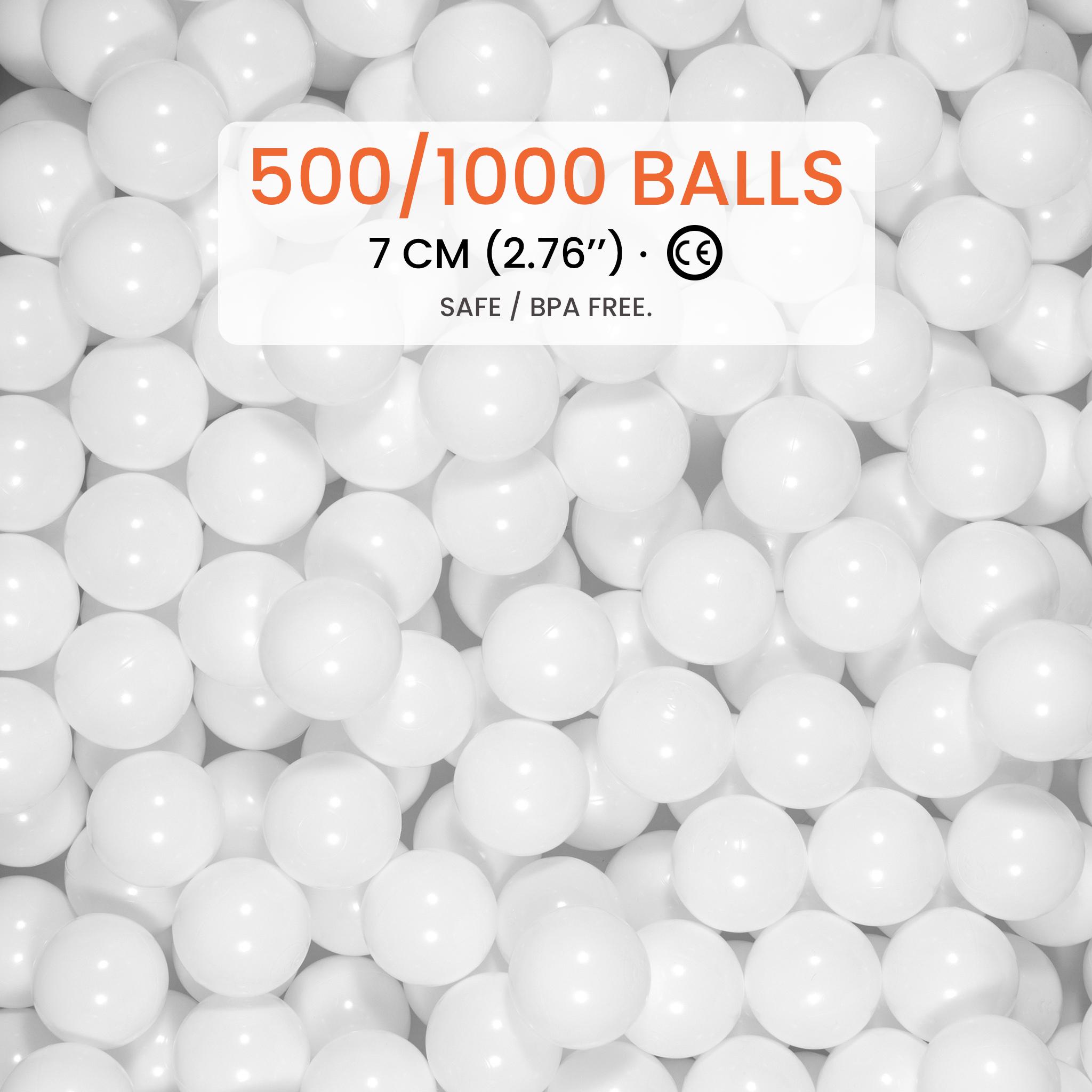 500 / 1000 White Ball Pit Balls 7 Cm (2.76