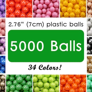 5000 piłek do basenów z piłeczkami, 7 cm (2,76 cala), plastikowe piłki do zabawy, 36 kolorów, miękkie piłki do zabawy w dużych ilościach na imprezy, do basenów z piłeczkami i na place zabaw