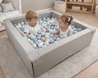 Light Gray Memory Foam Ball Pit, Soft Play Area, Activity Toy
