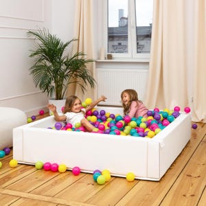 Weißes Bällebad, weiche Spielgeräte, Baby Bällebad, Aktivitätsspielzeug, HappyBasia, Bällebad Set, weiche Spielfläche, große Bällebad, Schaumstoff-Bällebad