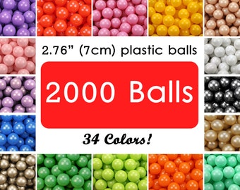 2000 Ball Pit Balls – 34 colors - 2,76&quot; (7 cm), Soft Plastic – Non-Toxic, Custom Colors – Bulk Play Balls for Kids & Toddlers, Plastic balls