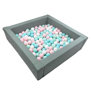 Square Foam Ball Pit | Eco Leather Soft Play Pool | Sage Green Toddler Play Area | Indoor Playground | Gift for Toddler